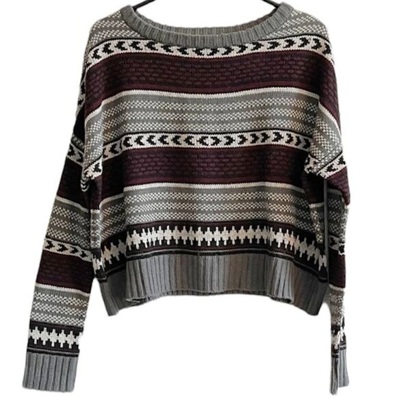 BB Dakota Striped Cropped Pullover Sweater - Medium - Picture 1 of 4